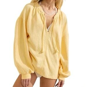 NWT Aerie Women's Sunshine Yellow Notes Easy Street Sweatshirt Size Medium Soft